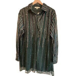 Anthropologie Blue Tassel Sequin Mini Dress Emerald Green Size Medium NWT